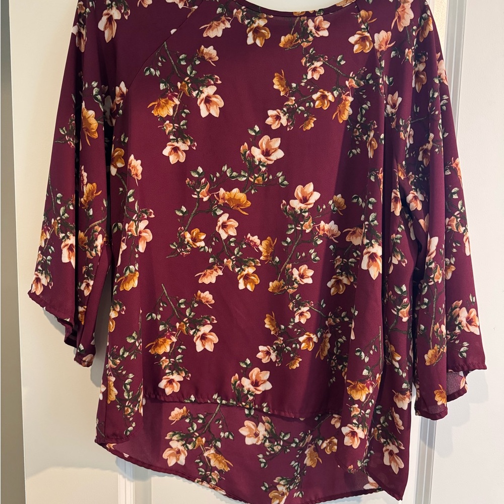 Floral Burgundy Women's Top
